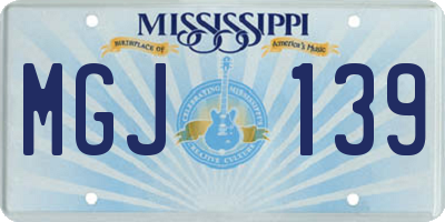 MS license plate MGJ139