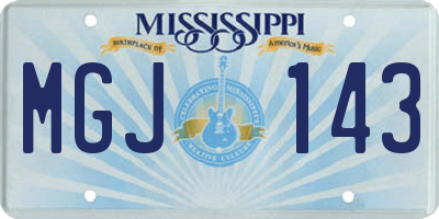 MS license plate MGJ143