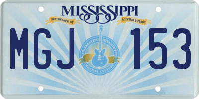 MS license plate MGJ153