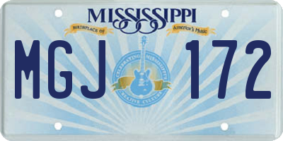 MS license plate MGJ172