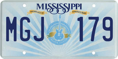 MS license plate MGJ179