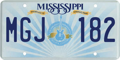 MS license plate MGJ182