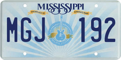 MS license plate MGJ192