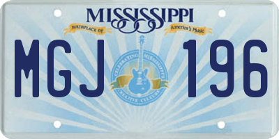 MS license plate MGJ196