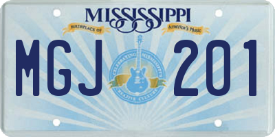 MS license plate MGJ201