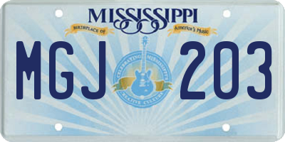 MS license plate MGJ203