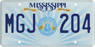 MS license plate MGJ204