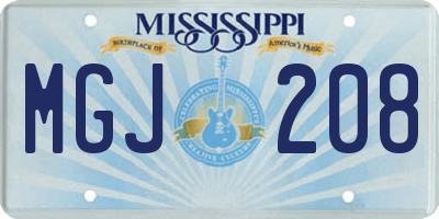 MS license plate MGJ208