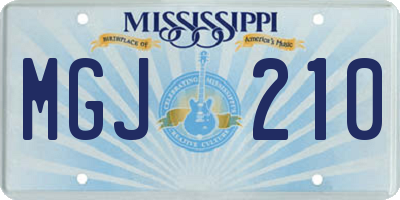 MS license plate MGJ210