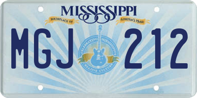 MS license plate MGJ212