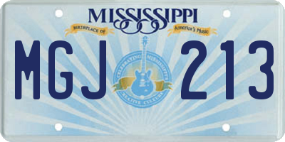 MS license plate MGJ213