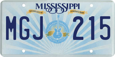 MS license plate MGJ215