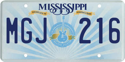 MS license plate MGJ216