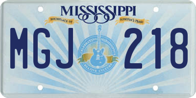 MS license plate MGJ218