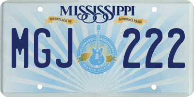 MS license plate MGJ222