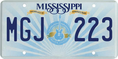 MS license plate MGJ223