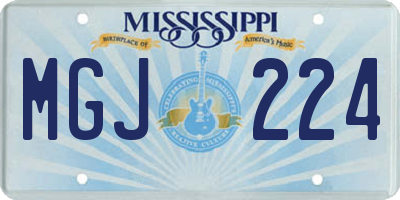 MS license plate MGJ224