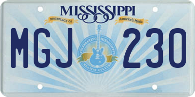 MS license plate MGJ230