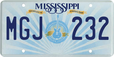 MS license plate MGJ232