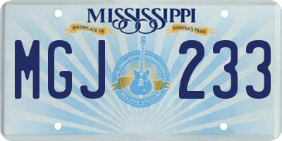 MS license plate MGJ233
