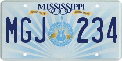MS license plate MGJ234