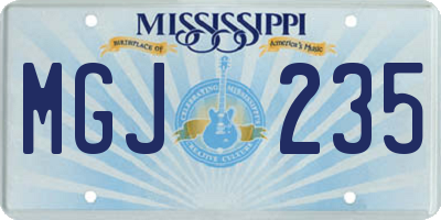 MS license plate MGJ235