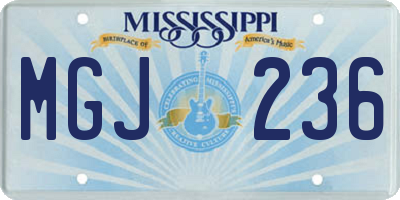 MS license plate MGJ236
