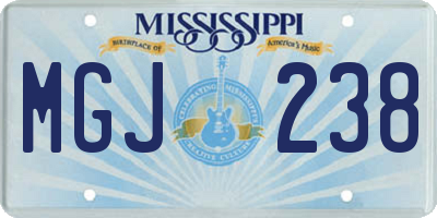 MS license plate MGJ238