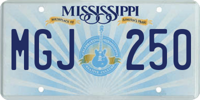 MS license plate MGJ250