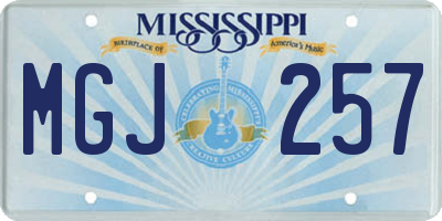 MS license plate MGJ257