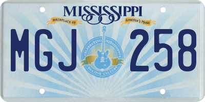 MS license plate MGJ258