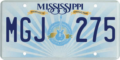 MS license plate MGJ275