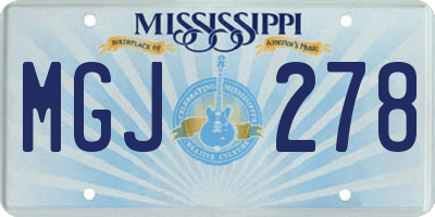 MS license plate MGJ278