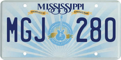 MS license plate MGJ280