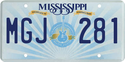 MS license plate MGJ281