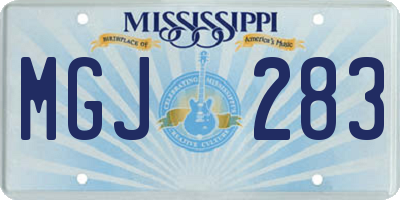 MS license plate MGJ283