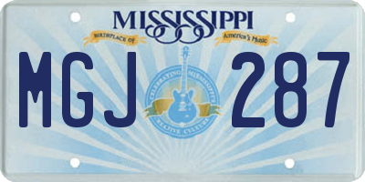 MS license plate MGJ287