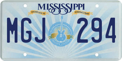 MS license plate MGJ294