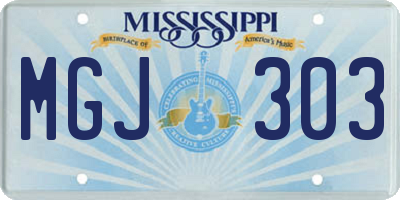 MS license plate MGJ303