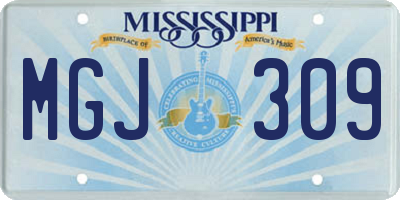 MS license plate MGJ309