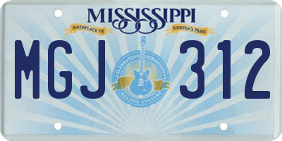 MS license plate MGJ312