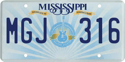 MS license plate MGJ316