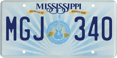 MS license plate MGJ340