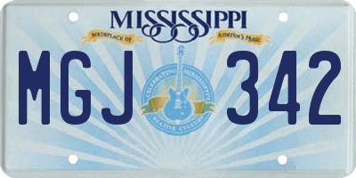 MS license plate MGJ342
