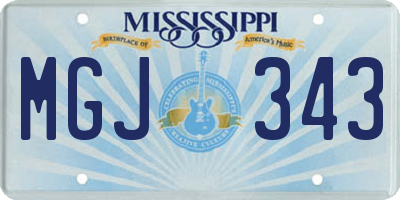 MS license plate MGJ343