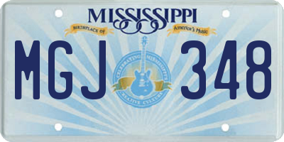 MS license plate MGJ348