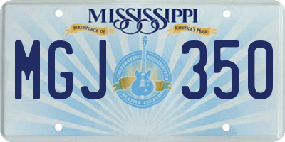 MS license plate MGJ350