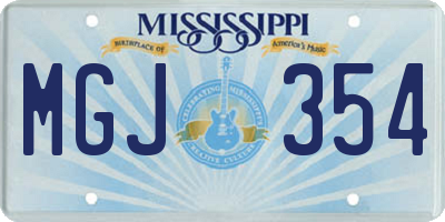 MS license plate MGJ354
