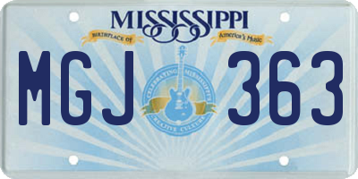 MS license plate MGJ363