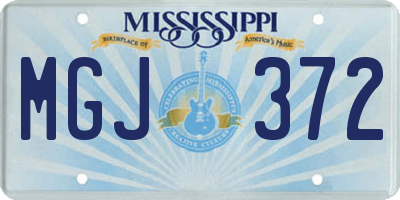 MS license plate MGJ372